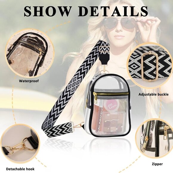 Stylish Clear Stadium Bag for Concerts & Events - Adjustable Straps Included - Picture 5 of 7
